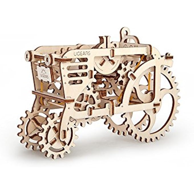 MADE IN EUROPE, 3D WOODEN PUZZLE TRACTOR, MECHANICAL MODEL KIT WITH 97 PARTS, DIY SELF-ASSEMBLY VINTAGE FARM VEHICLE WOODCRAFT CONSTRUCTION TOY, PERFECT FOR GIFTING, NO GLUE NEEDED, UGR-70003 - Image 1